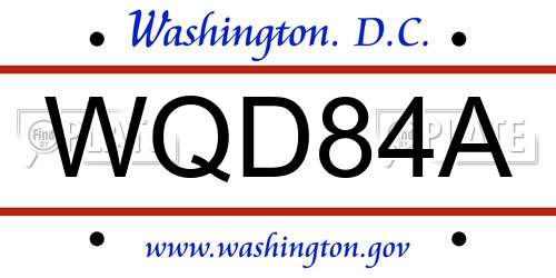 WQD84A District Of Columbia License Plate