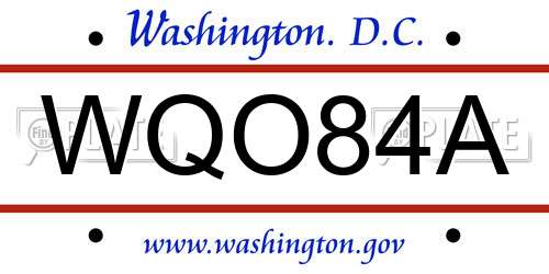 WQO84A District Of Columbia License Plate