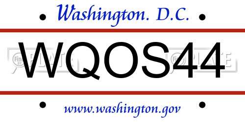 WQOS44 District Of Columbia License Plate