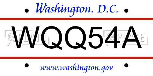 WQQ54A District Of Columbia License Plate