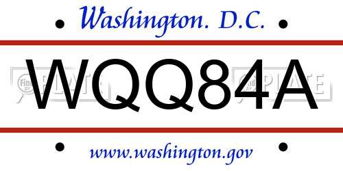 WQQ84A District Of Columbia License Plate