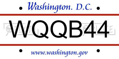 WQQB44 District Of Columbia License Plate