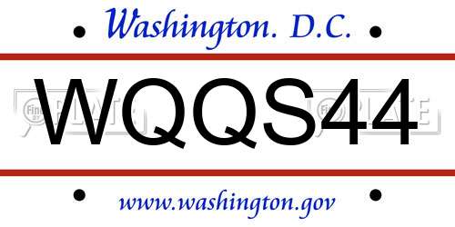 WQQS44 District Of Columbia License Plate