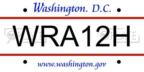 WRA12H District Of Columbia License Plate