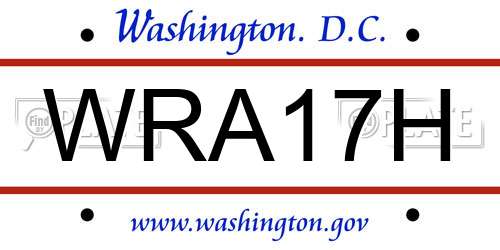 WRA17H District Of Columbia License Plate