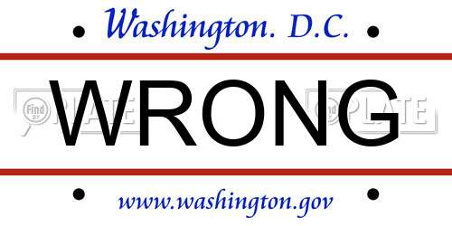 WRONG District Of Columbia License Plate