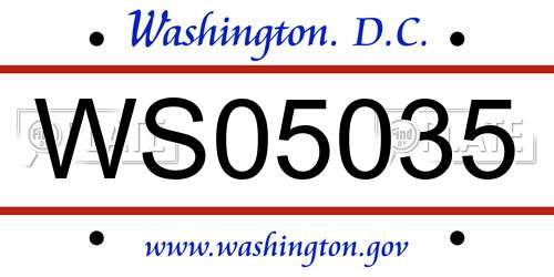 WS05035 District Of Columbia License Plate