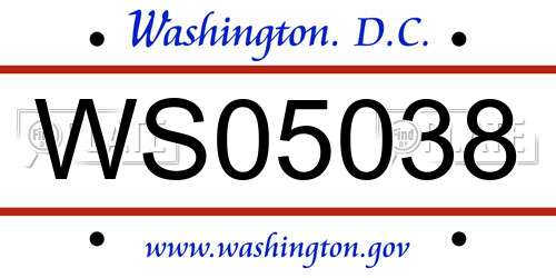 WS05038 District Of Columbia License Plate