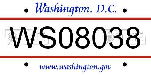 WS08038 District Of Columbia License Plate