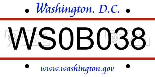 WS0B038 District Of Columbia License Plate