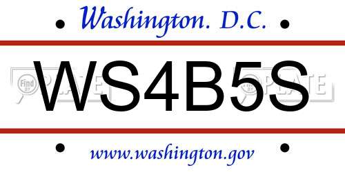 WS4B5S District Of Columbia License Plate