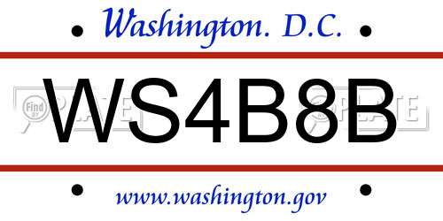 WS4B8B District Of Columbia License Plate