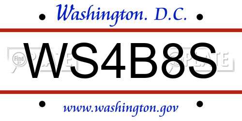 WS4B8S District Of Columbia License Plate