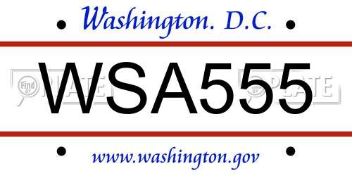 WSA555 District Of Columbia License Plate
