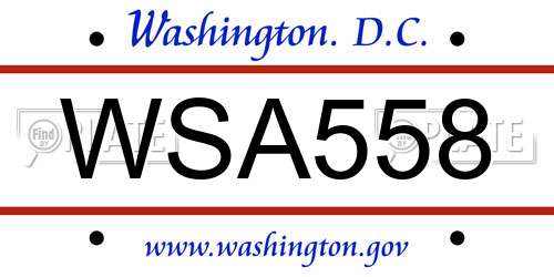 WSA558 District Of Columbia License Plate