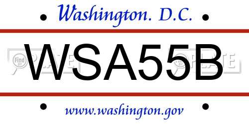 WSA55B District Of Columbia License Plate