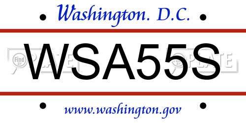 WSA55S District Of Columbia License Plate