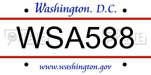 WSA588 District Of Columbia License Plate