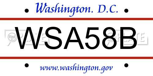 WSA58B District Of Columbia License Plate