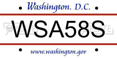 WSA58S District Of Columbia License Plate
