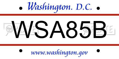 WSA85B District Of Columbia License Plate