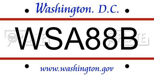 WSA88B District Of Columbia License Plate