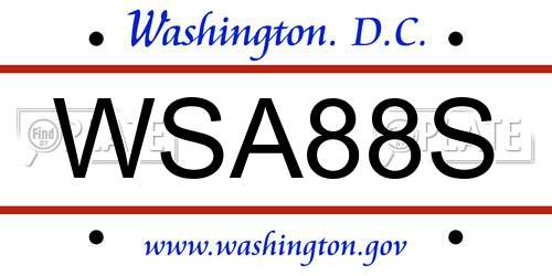 WSA88S District Of Columbia License Plate
