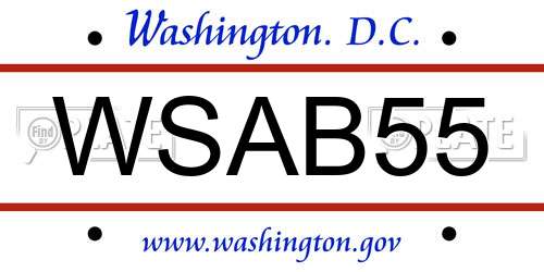 WSAB55 District Of Columbia License Plate