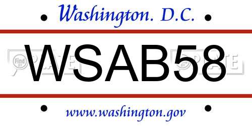 WSAB58 District Of Columbia License Plate