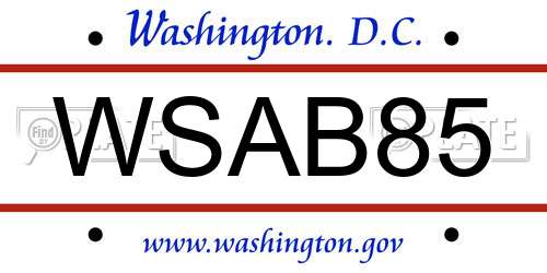 WSAB85 District Of Columbia License Plate
