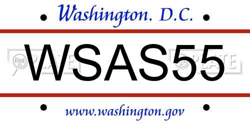 WSAS55 District Of Columbia License Plate