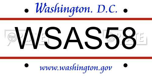 WSAS58 District Of Columbia License Plate