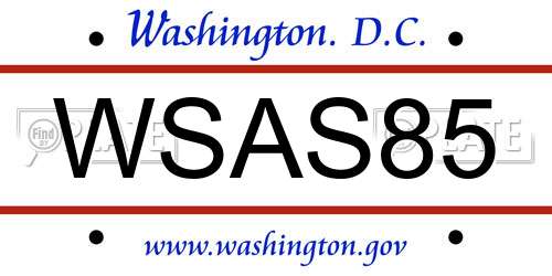 WSAS85 District Of Columbia License Plate