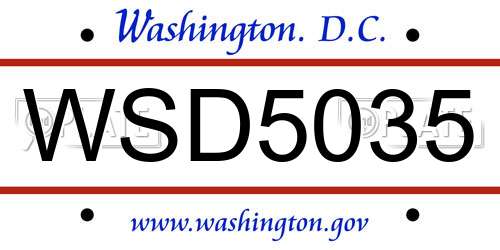 WSD5035 District Of Columbia License Plate