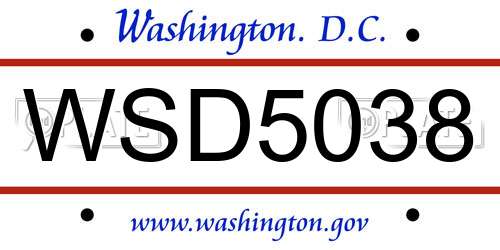 WSD5038 District Of Columbia License Plate