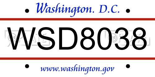 WSD8038 District Of Columbia License Plate