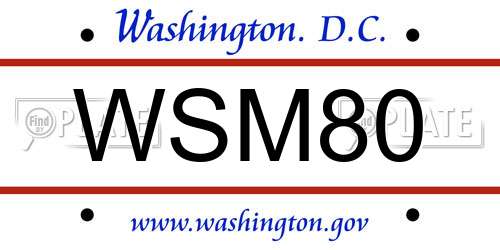 WSM80 District Of Columbia License Plate