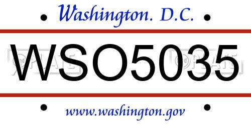 WSO5035 District Of Columbia License Plate