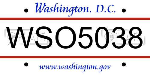 WSO5038 District Of Columbia License Plate
