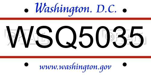 WSQ5035 District Of Columbia License Plate