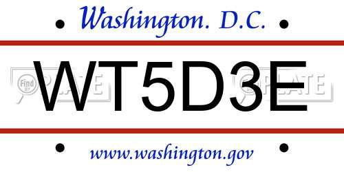 WT5D3E District Of Columbia License Plate