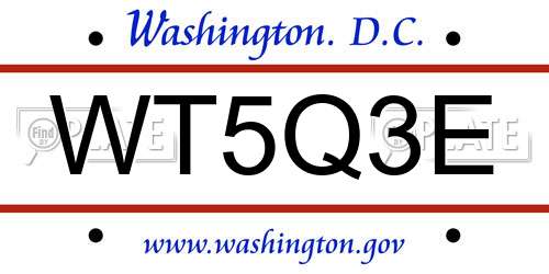WT5Q3E District Of Columbia License Plate