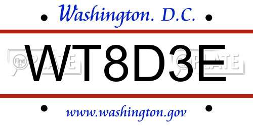 WT8D3E District Of Columbia License Plate