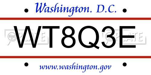 WT8Q3E District Of Columbia License Plate