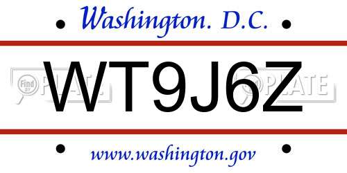 WT9J6Z District Of Columbia License Plate
