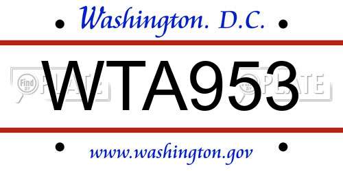 WTA953 District Of Columbia License Plate