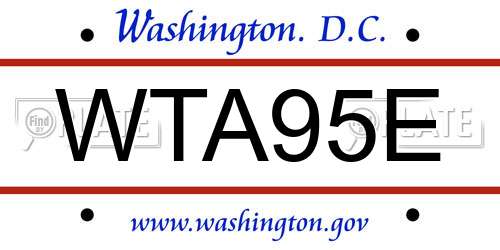 WTA95E District Of Columbia License Plate