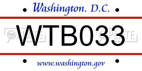 WTB033 District Of Columbia License Plate