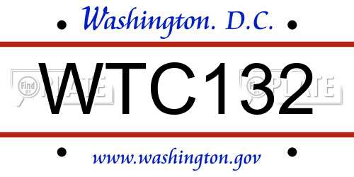 WTC132 District Of Columbia License Plate