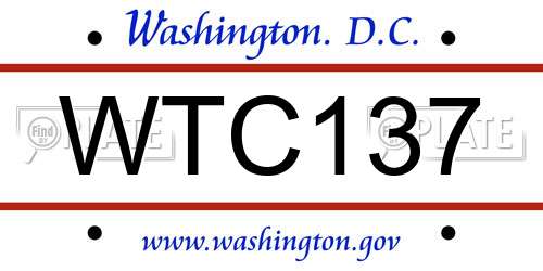 WTC137 District Of Columbia License Plate